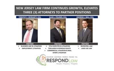 NJ Law Firm Continues Growth, Elevates Three (3) Attorneys to Partner Positions