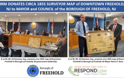 FIRM DONATES CIRCA 1855 SURVEYOR MAP of DOWNTOWN FREEHOLD, NJ